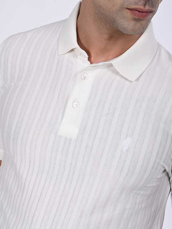 Indian Terrain Men's Half Sleeve Regular Fit White Polo T-Shirt